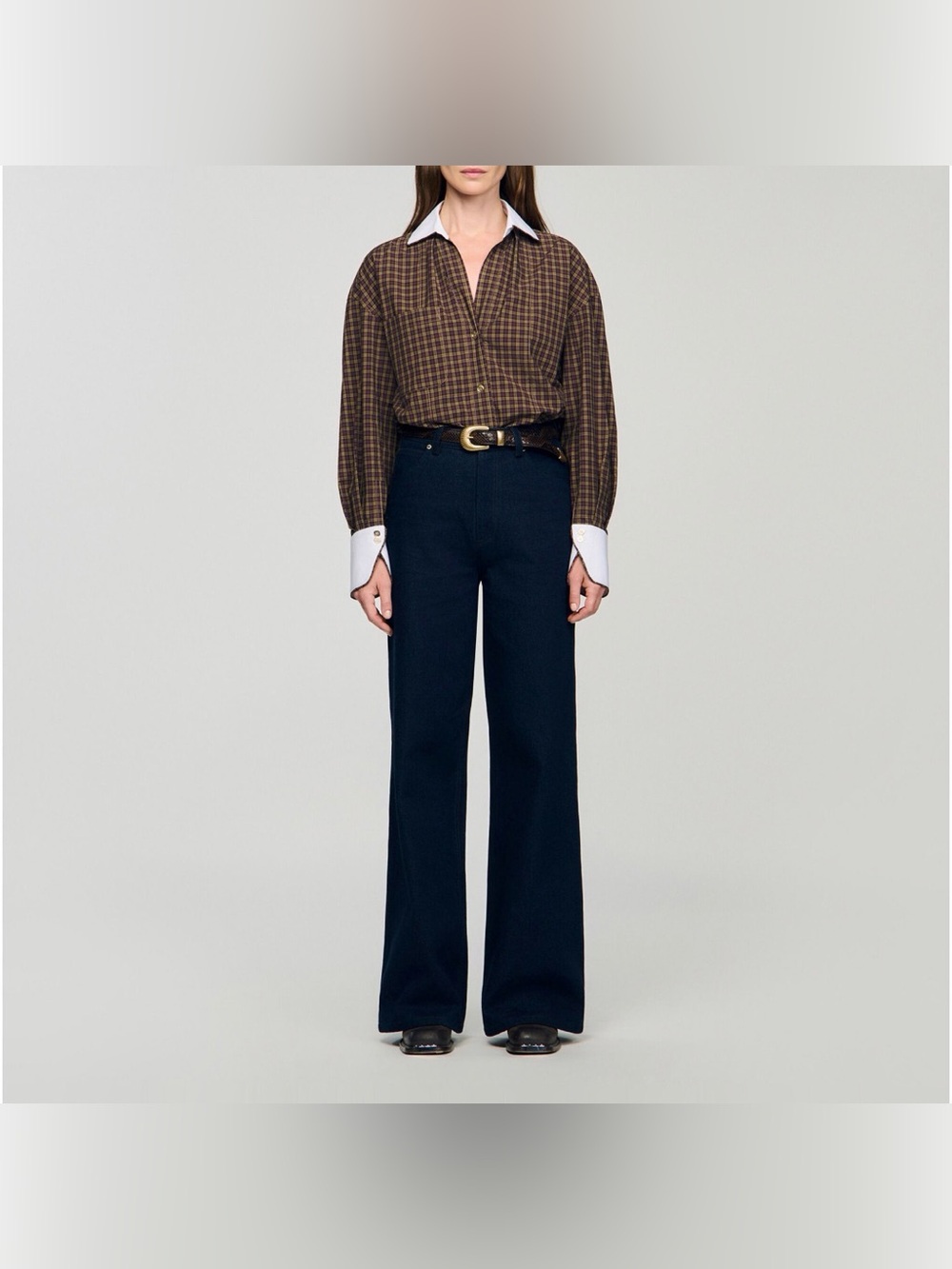 NWT Sandro Raph Mid Rise Wide Leg Jeans in Bleu Jean, FR 34 / US 2